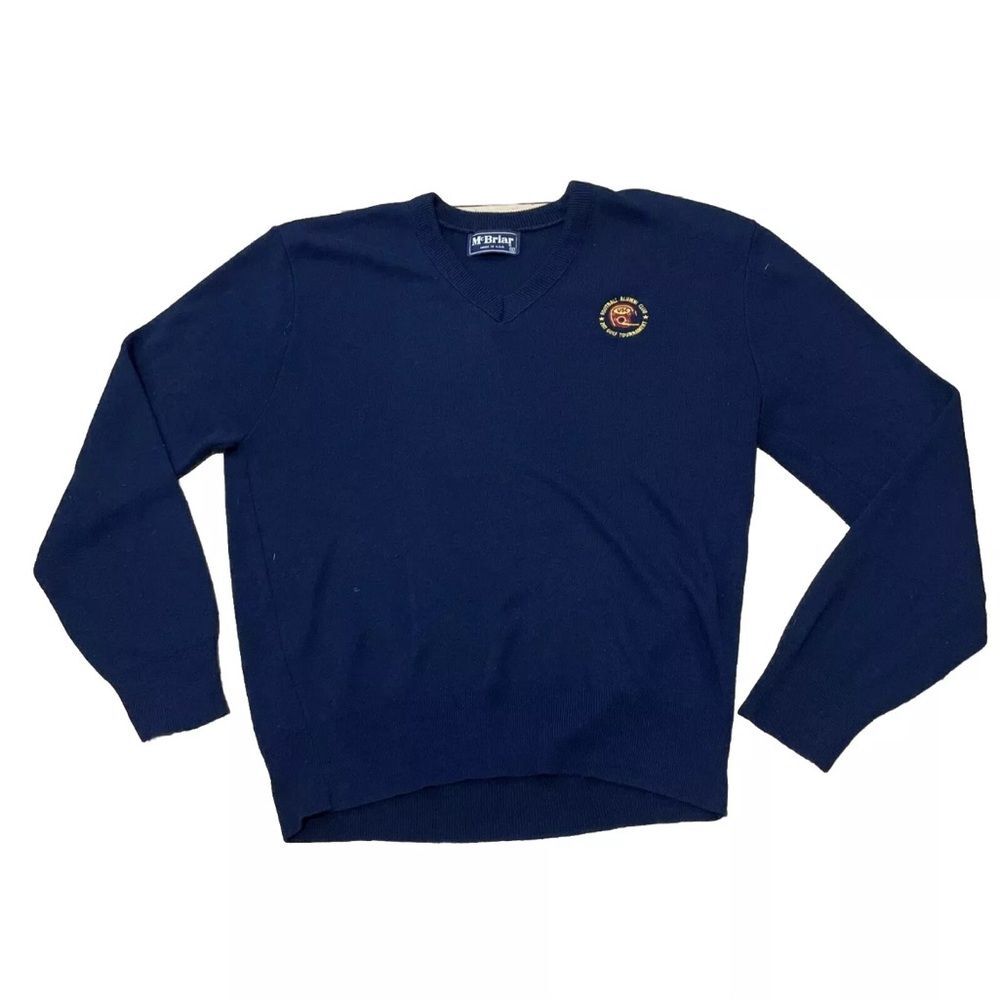 MCBRIAR USC Football Sweater Men XL Blue USA Vintage V Neck Alumni Golf Preppy